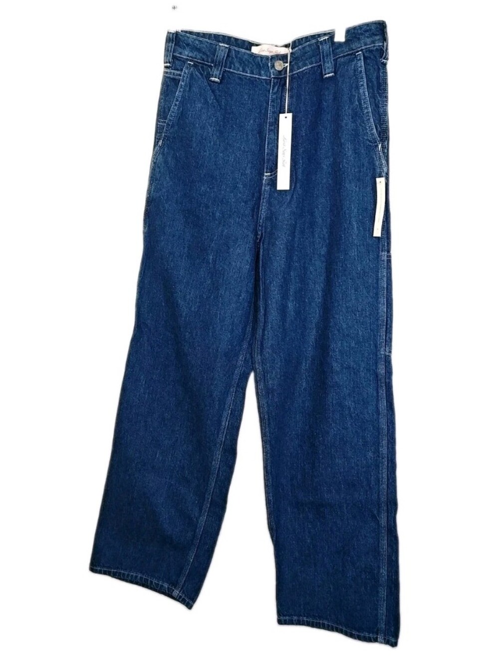 Lisa Says Gah Woman 8 Wide Leg Jeans Indigo Stone Washed Rigid Denim 30/30" Nwt - Picture 4 of 11